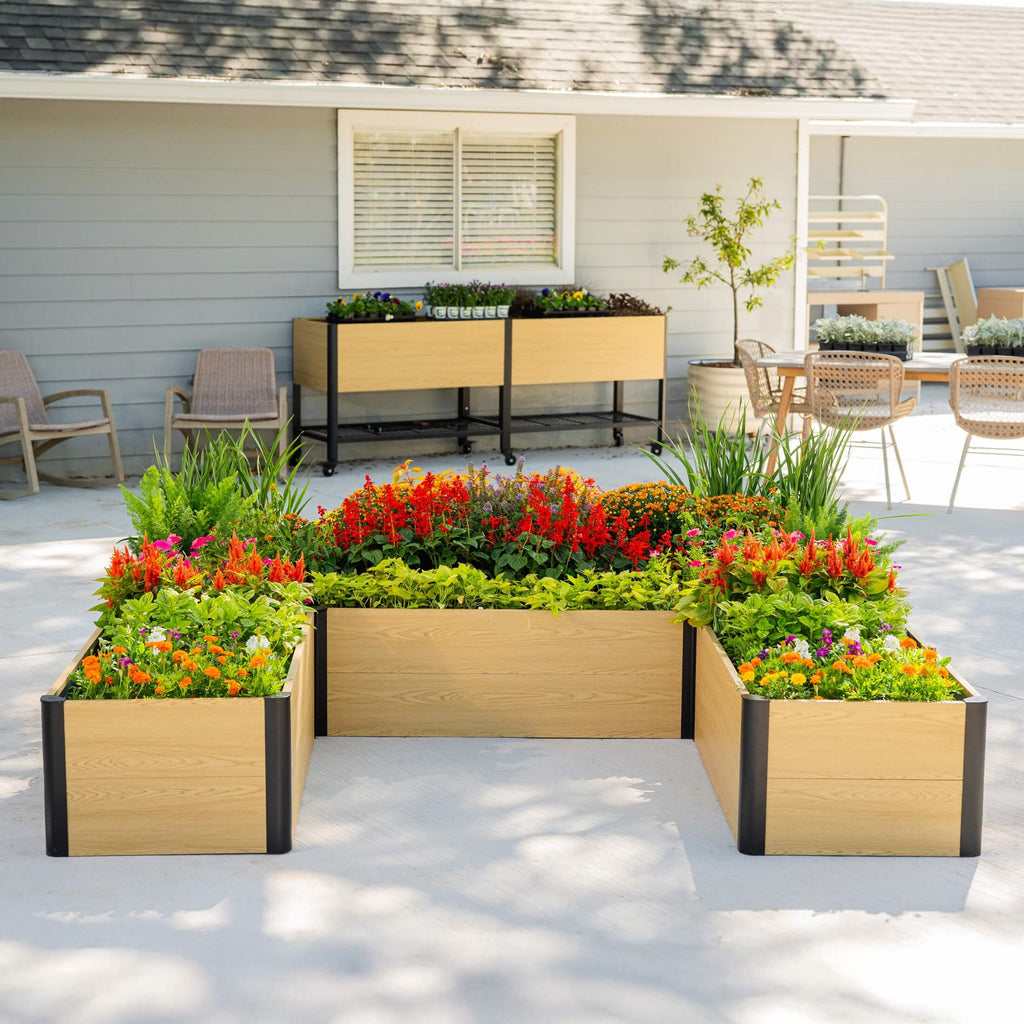 Greenhaus Gardening U-Shaped Raised Garden Bed with Woodgrain Finish