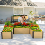 Greenhaus Gardening U-Shaped Raised Garden Bed with Woodgrain Finish