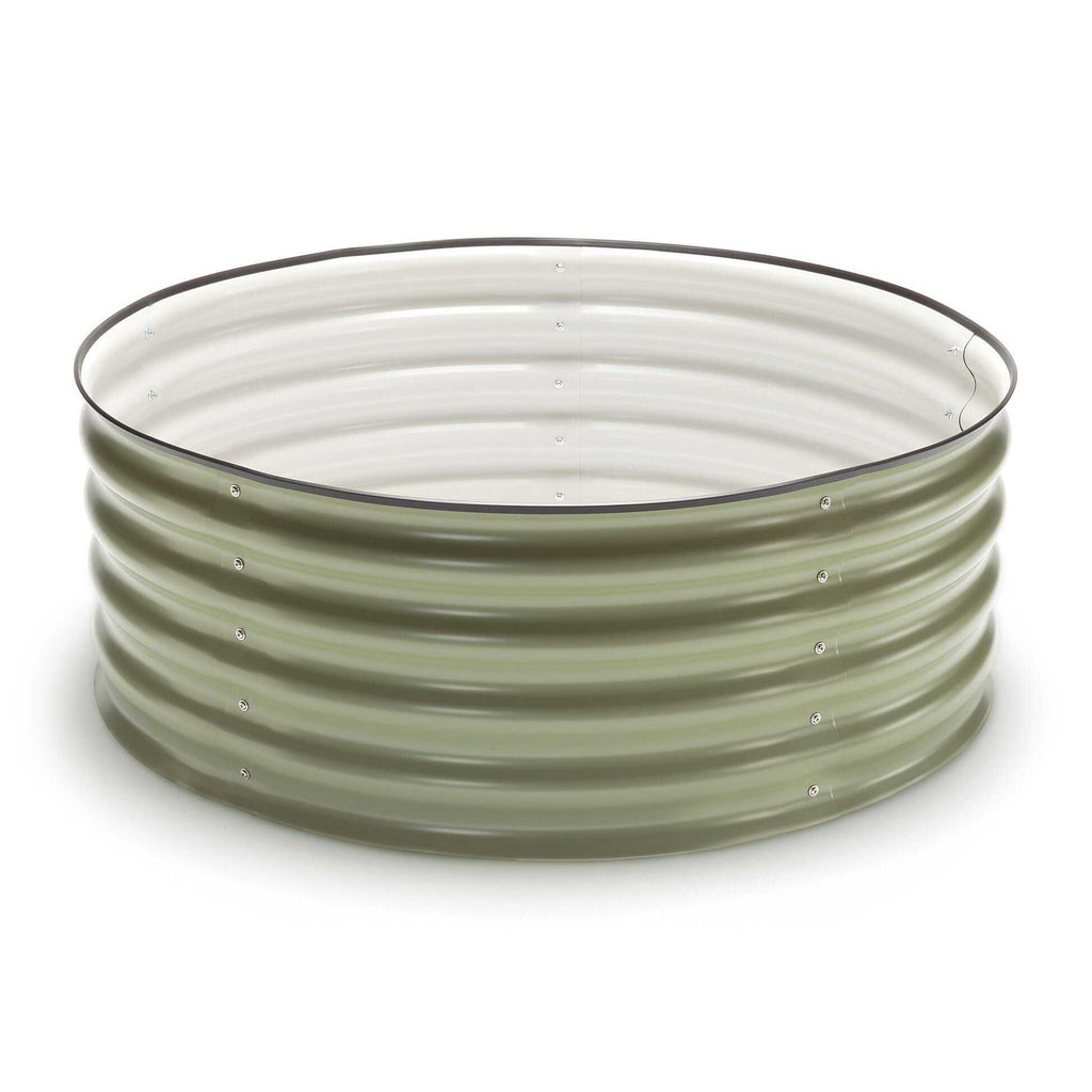 Greenhaus Gardening 15" Round Metal Grow Planter for Productive Garden Spaces