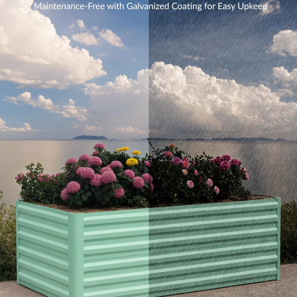 Greenhaus Gardening 8 × 4 × 2 ft Galvanized Raised Garden Bed with Open Bottom