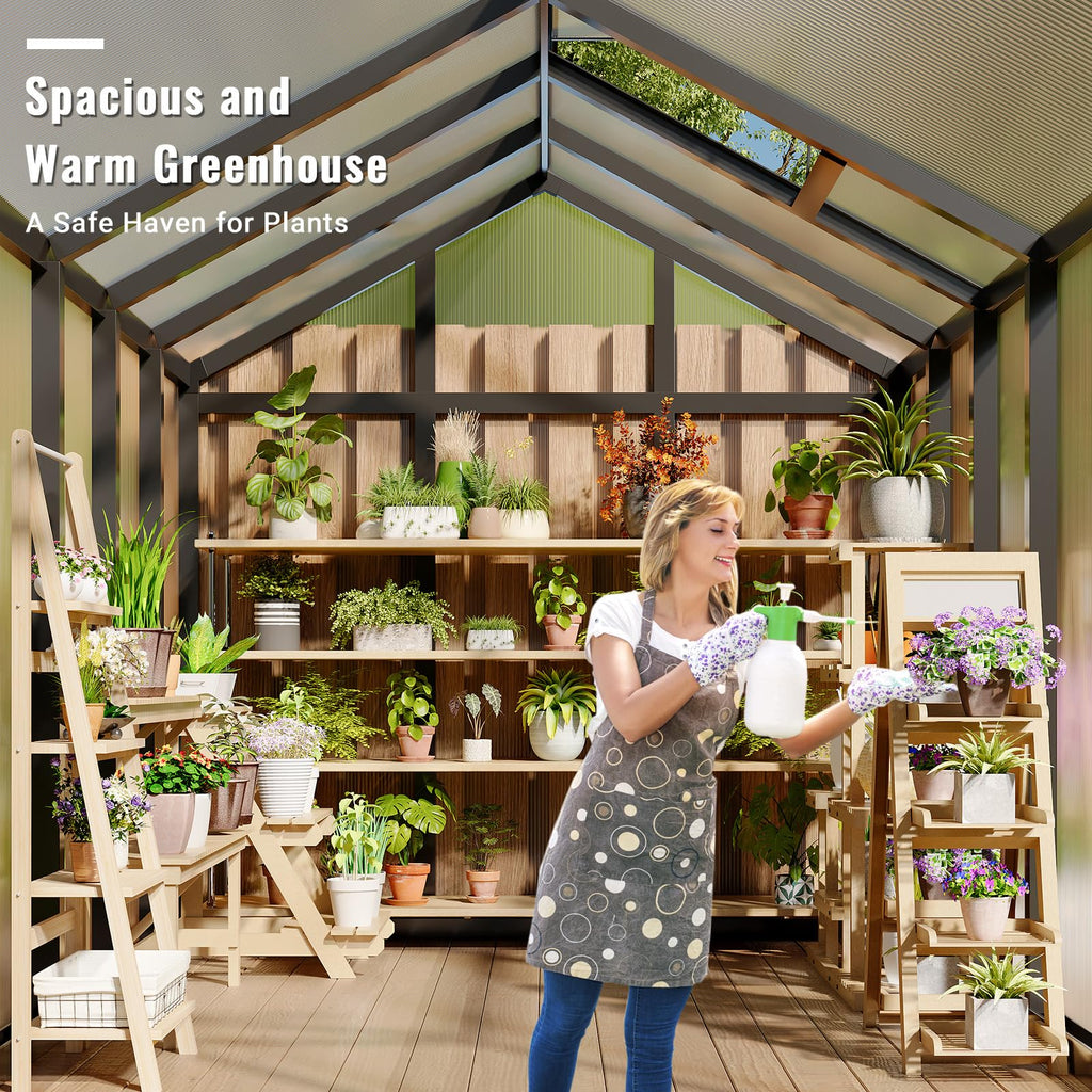 Greenhaus Gardening Polycarbonate Greenhouse with Aluminum Frame 6 x 8 FT