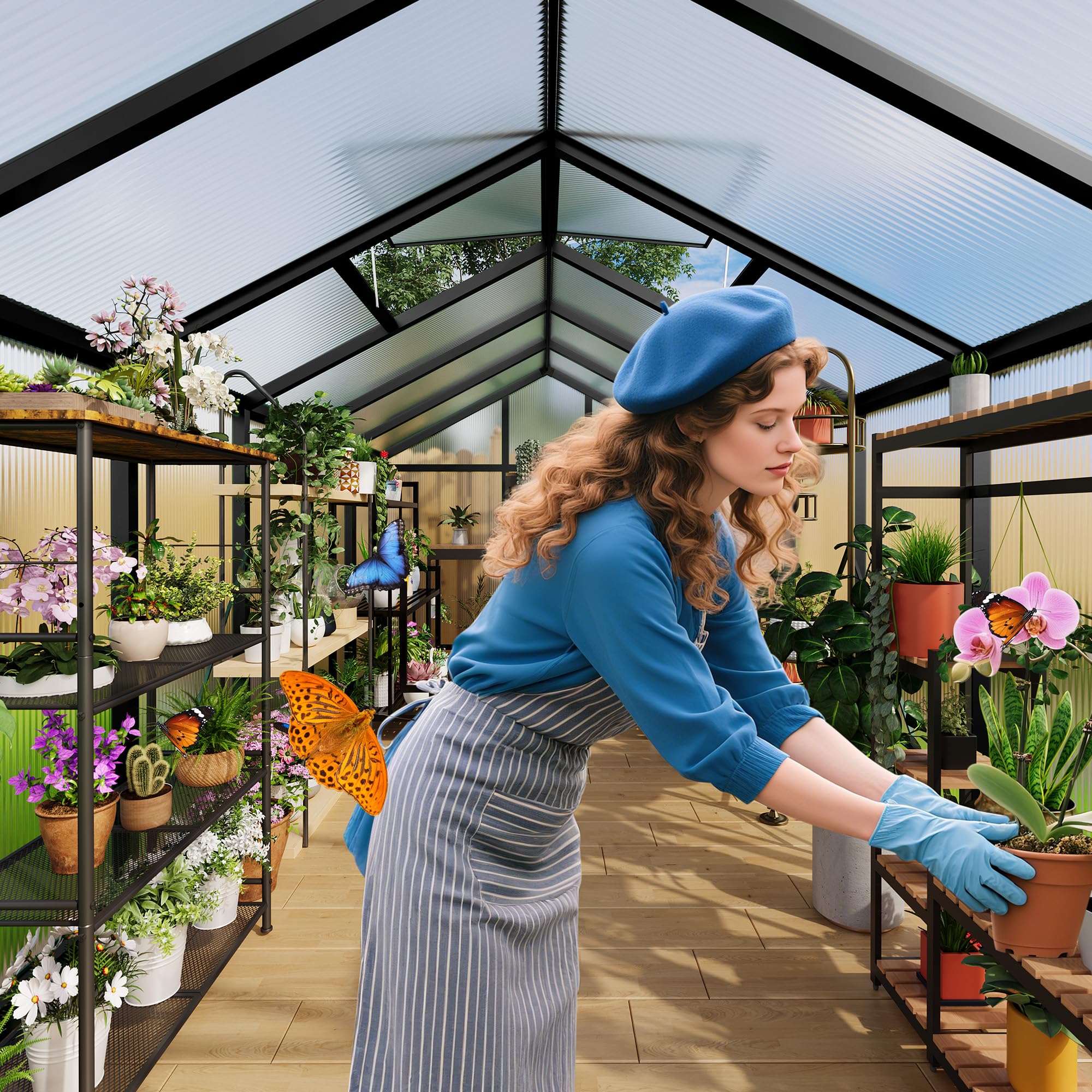 Greenhaus Gardening 6 × 10 ft Walk-In Polycarbonate Greenhouse