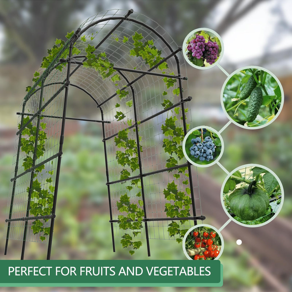 Greenhaus Gardening 7.5 FT Plant Climbing Arch Trellis with Ground Clips