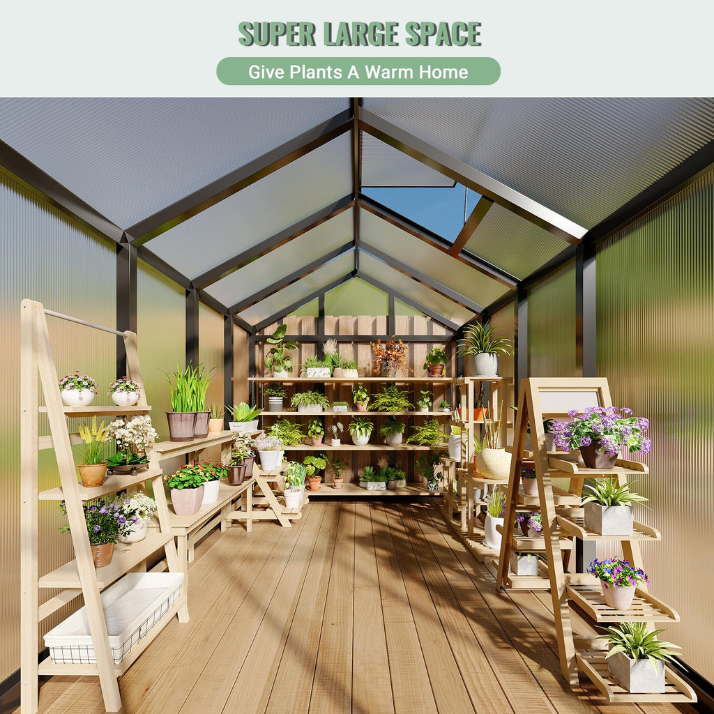 Greenhaus Gardening Polycarbonate Greenhouse with Aluminum Frame 6 x 8 FT