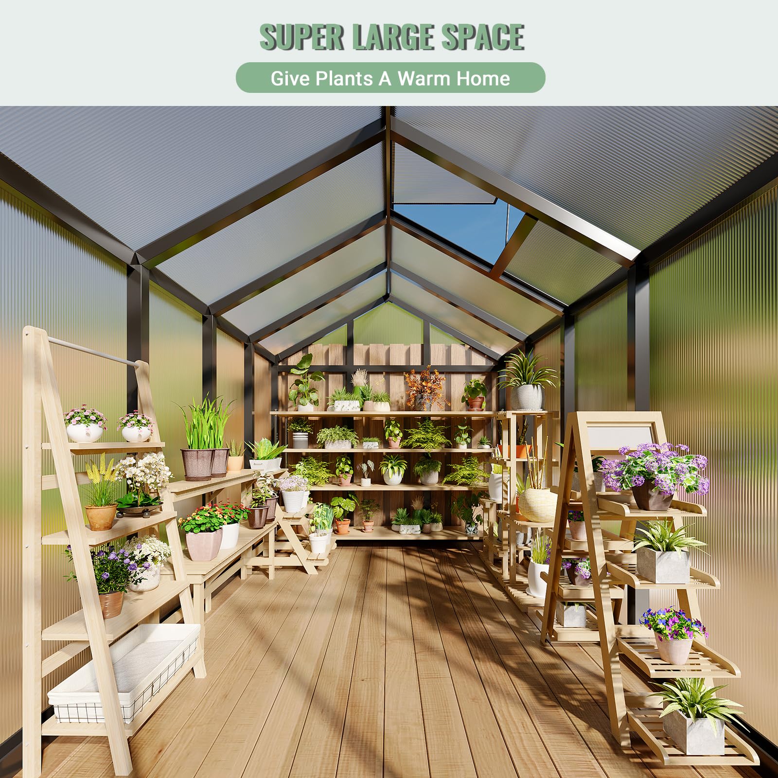 Greenhaus Gardening Polycarbonate Greenhouse with Aluminum Frame 6 x 8 FT