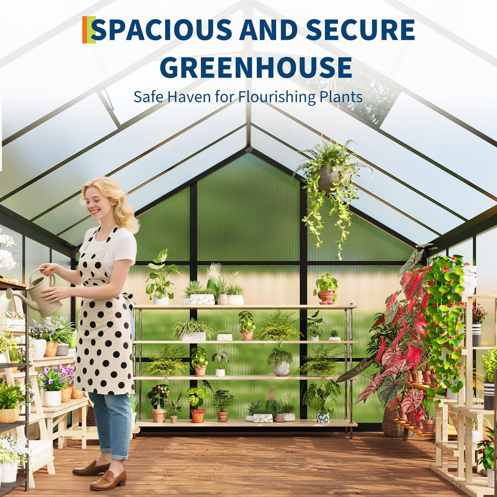 Greenhaus Gardening 6 × 10 ft Walk-In Polycarbonate Greenhouse