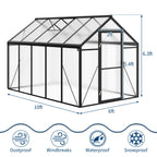 Greenhaus Gardening 6 × 10 ft Walk-In Polycarbonate Greenhouse