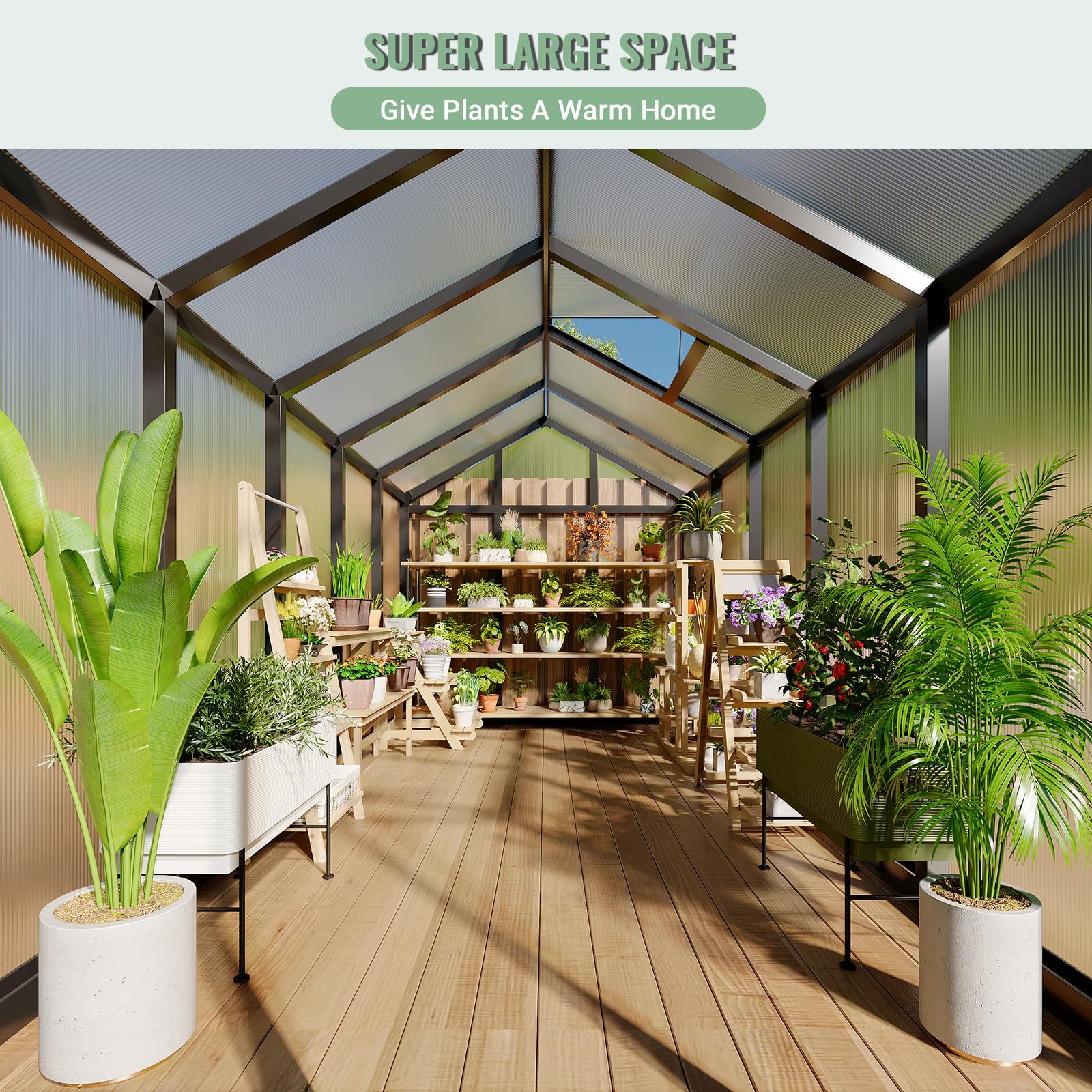 Greenhaus Gardening 6 × 10 ft Polycarbonate Walk-In Greenhouse