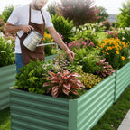 Greenhaus Gardening 8 × 4 × 2 ft Galvanized Raised Garden Bed with Open Bottom