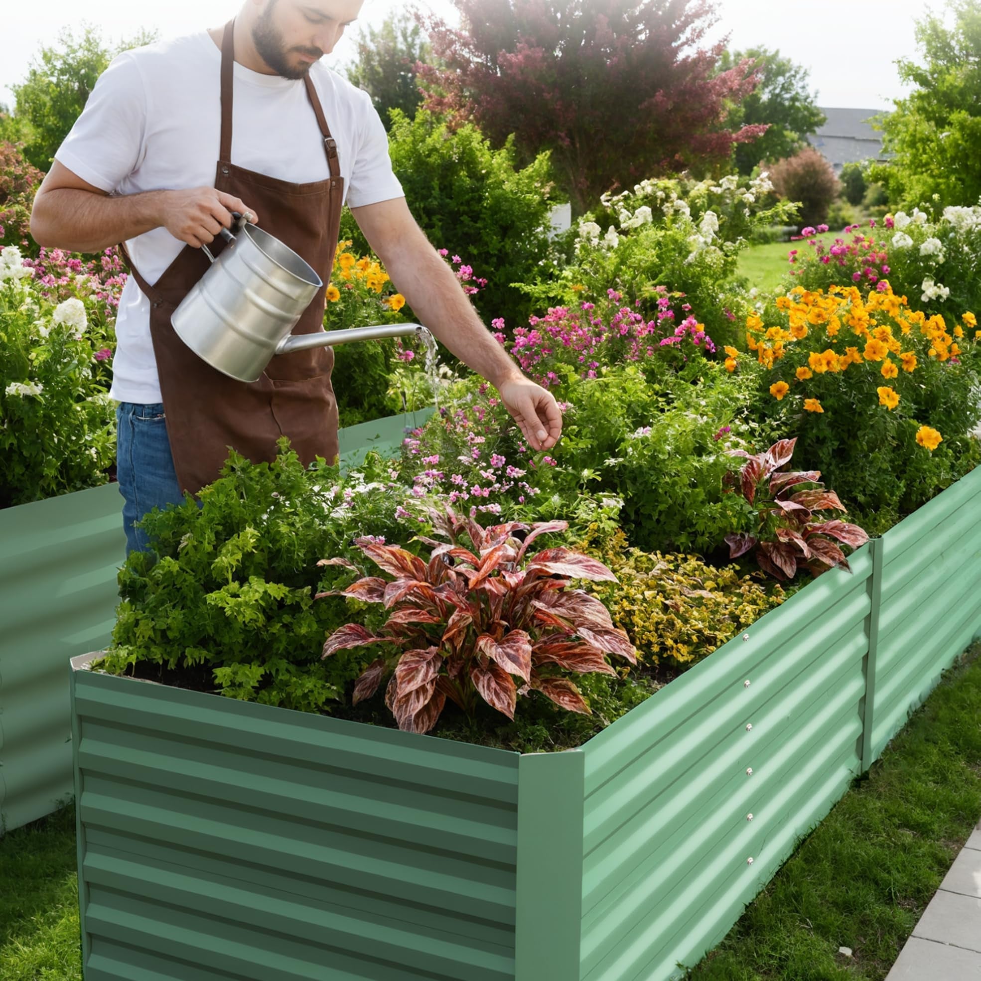 Greenhaus Gardening 8 × 4 × 2 ft Galvanized Raised Garden Bed with Open Bottom