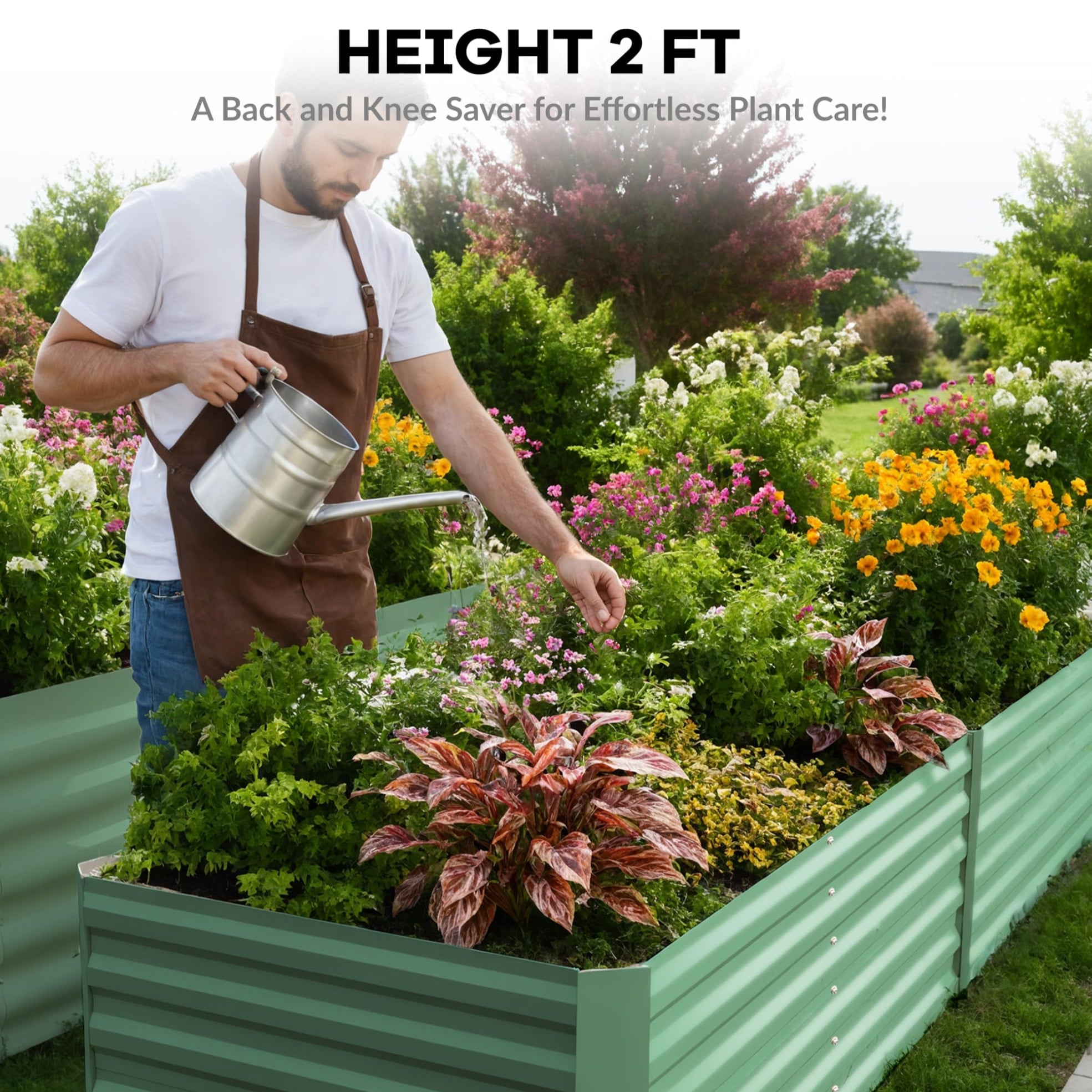 Greenhaus Gardening 6 x 3 x 2 FT Outdoor Steel Raised Garden Bed Set