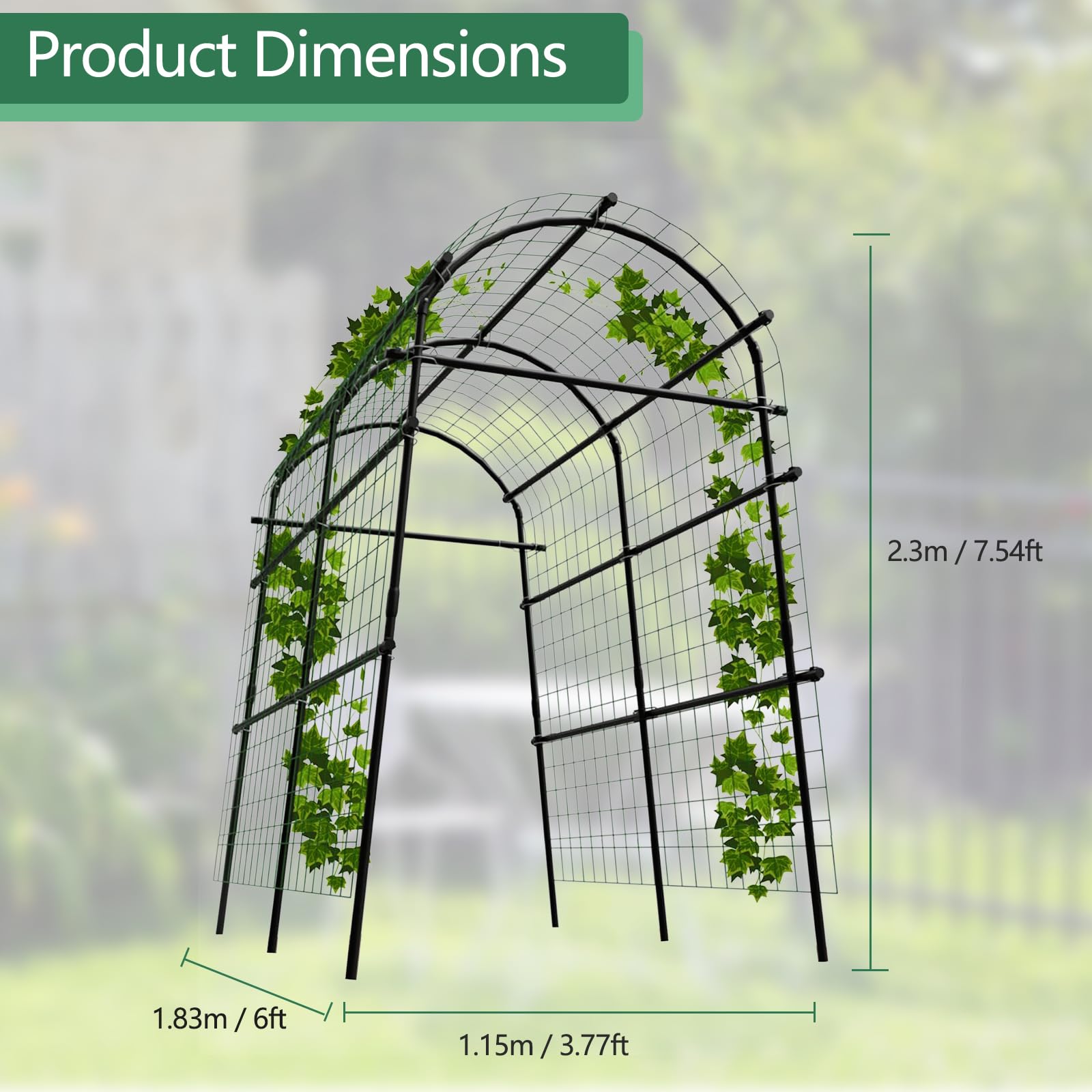 Greenhaus Gardening 7.5 FT Plant Support Arch for Raised Beds