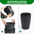 Greenhaus Gardening Tall Indoor Outdoor Self-Watering Planter Pots Set of 2