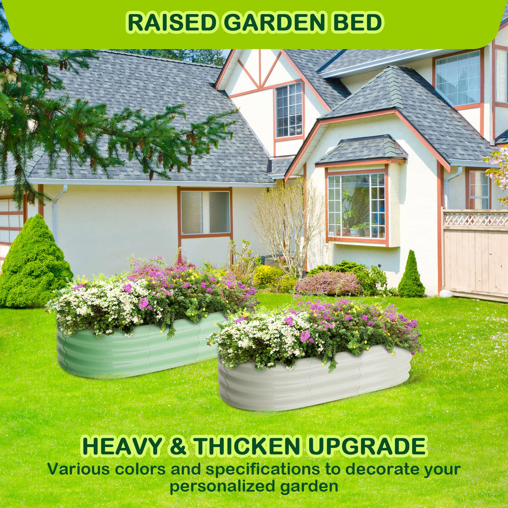 Greenhaus Gardening 4.5 x 2 x 1.5 FT Oval Galvanized Raised Garden Bed