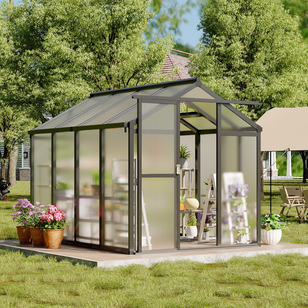 Greenhaus Gardening Polycarbonate Greenhouse with Aluminum Frame 6 x 8 FT