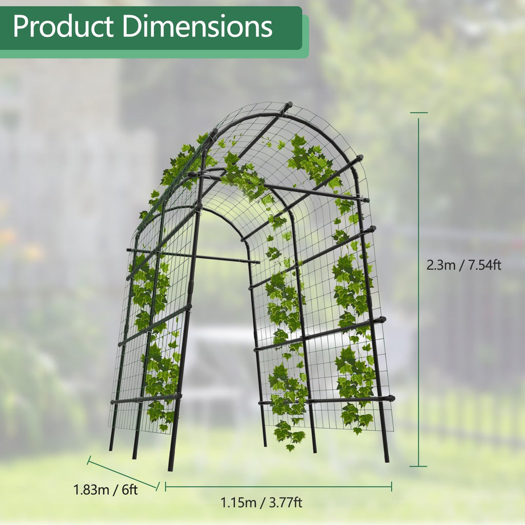 Greenhaus Gardening 7.5 FT Plant Climbing Arch Trellis with Ground Clips