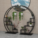 Greenhaus Gardening 5-Tier Curved Metal Plant Stand with 6 Hooks