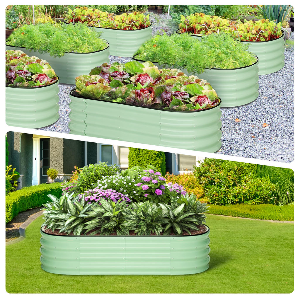 Greenhaus Gardening 4.5 x 2 x 1.5 FT Oval Galvanized Raised Garden Bed