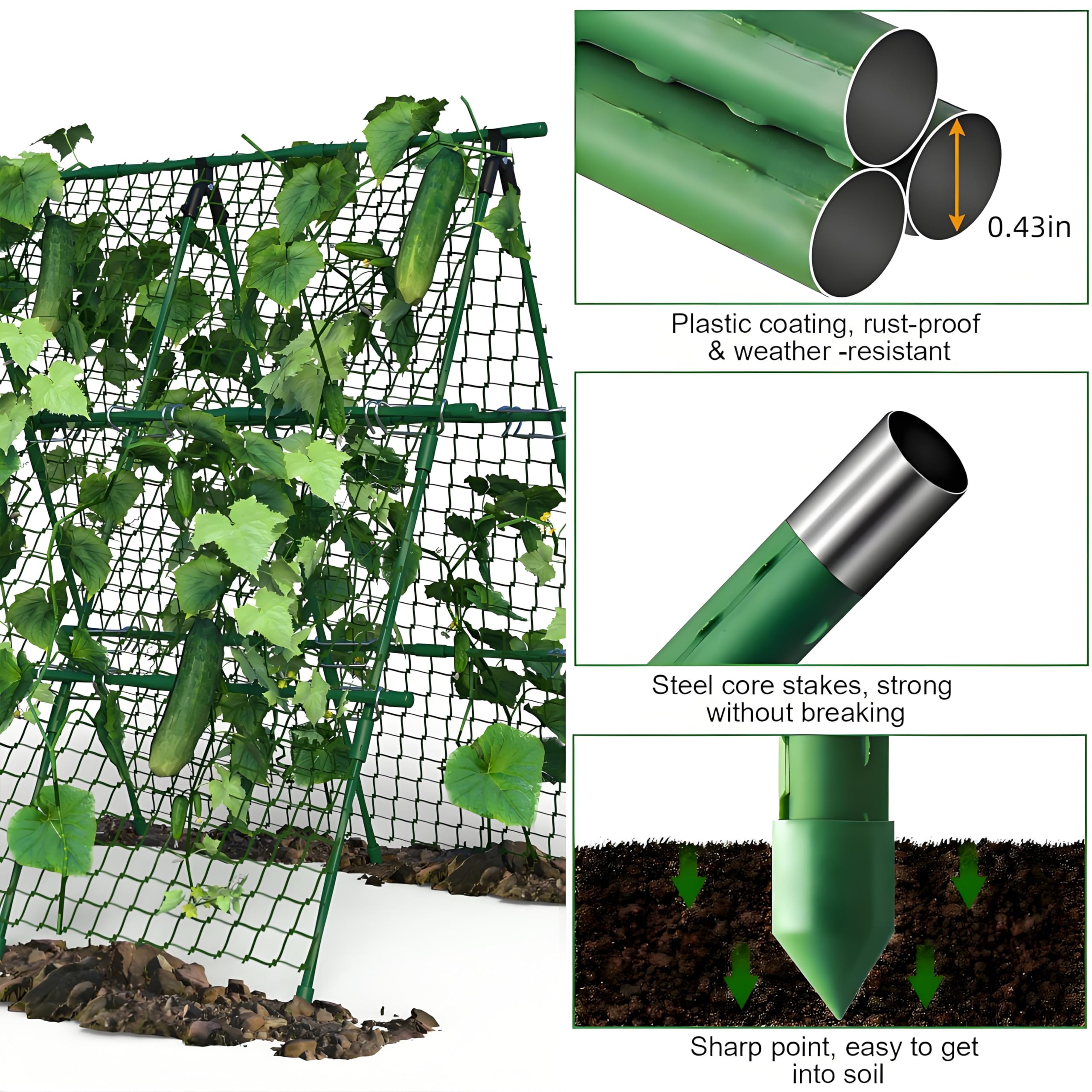 Greenhaus Gardening 47 × 47 in Cucumber Trellis with Net