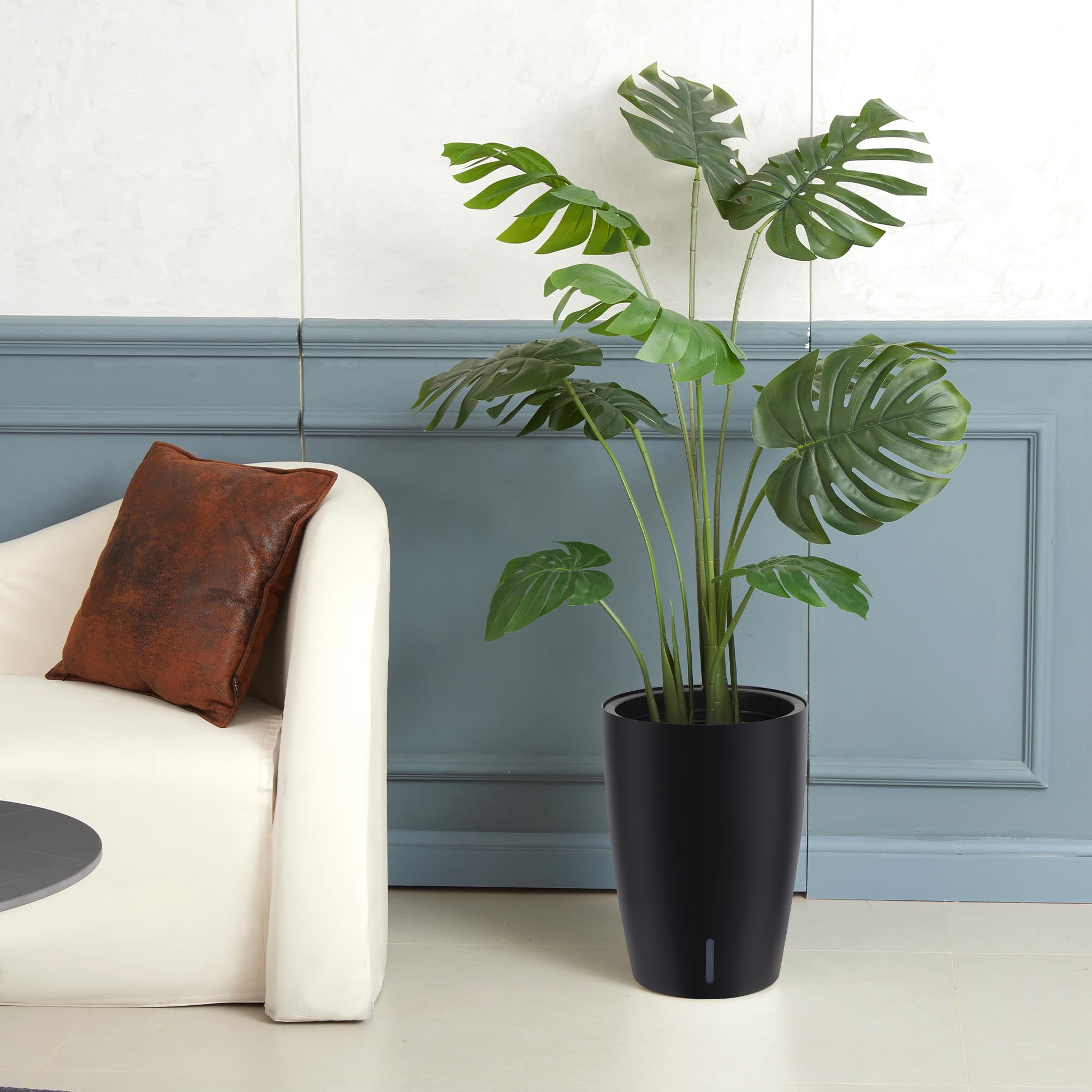 Greenhaus Gardening Tall Indoor Outdoor Self-Watering Planter Pots Set of 2