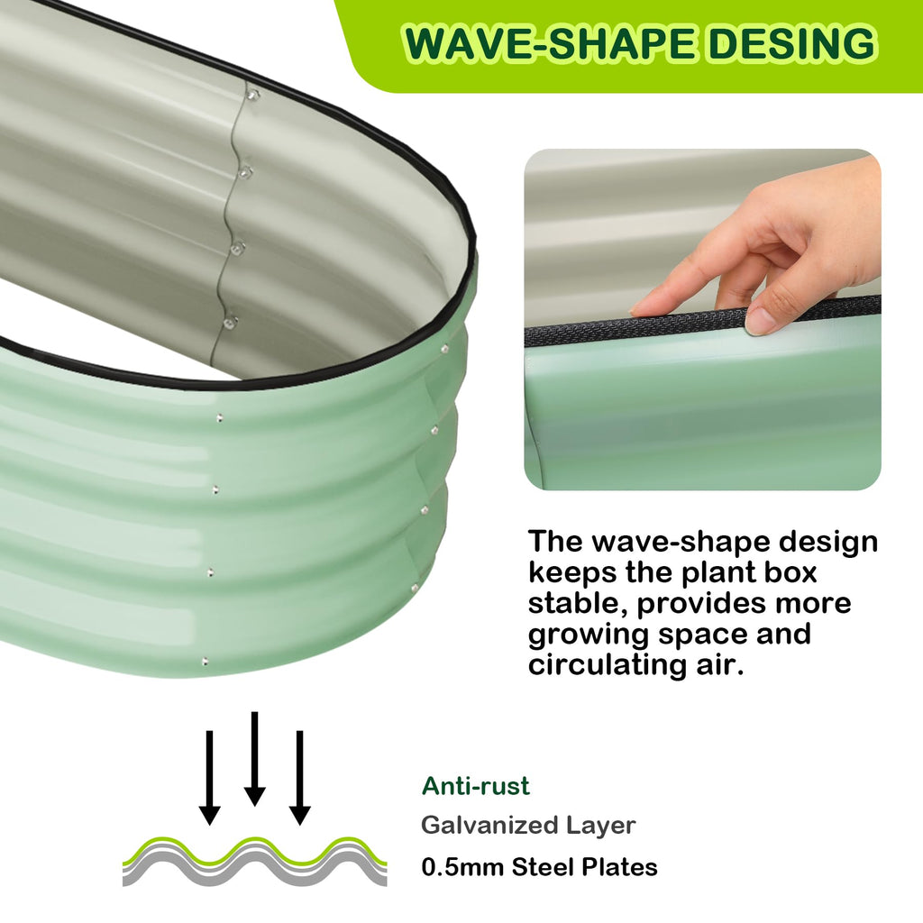 Greenhaus Gardening 4.5 x 2 x 1.5 FT Oval Galvanized Raised Garden Bed