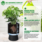 Greenhaus Gardening Modern 14-Inch Indoor Outdoor Self-Watering Plant Pot