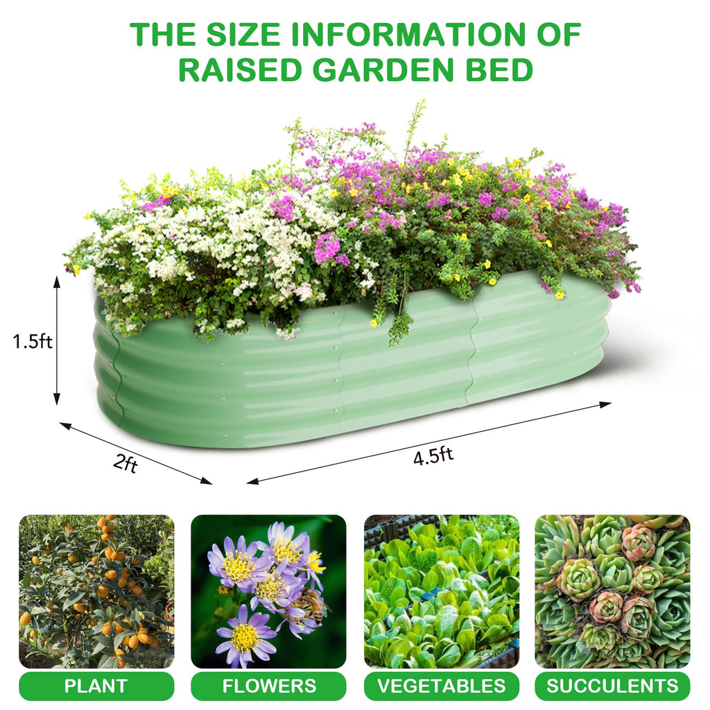 Greenhaus Gardening 4.5 x 2 x 1.5 FT Oval Galvanized Raised Garden Bed