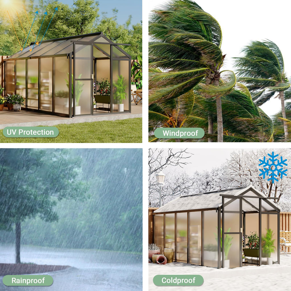 Greenhaus Gardening 6 × 10 ft Polycarbonate Walk-In Greenhouse