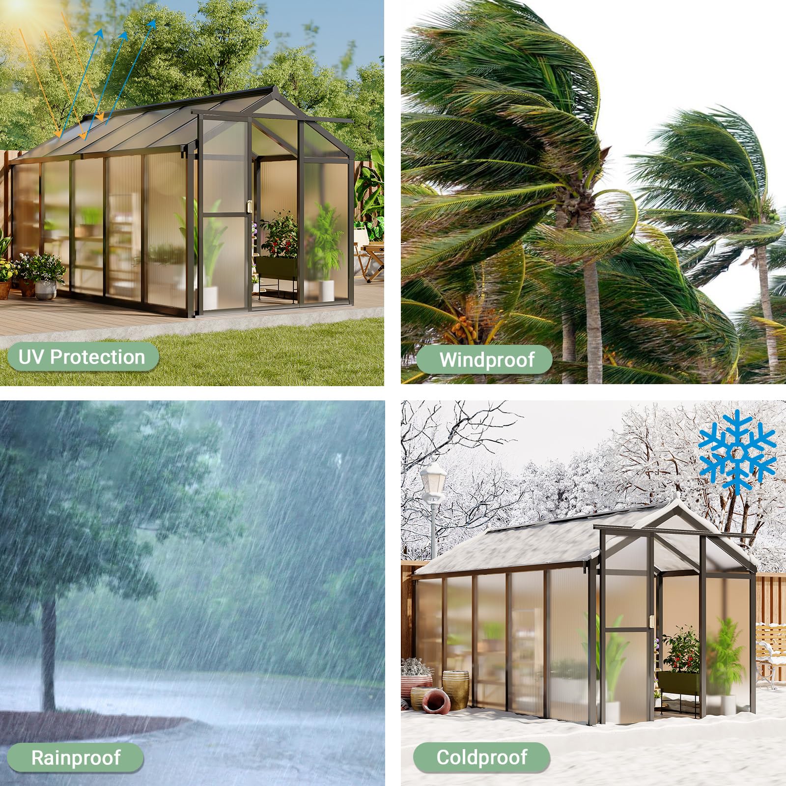 Greenhaus Gardening 6 × 10 ft Polycarbonate Walk-In Greenhouse