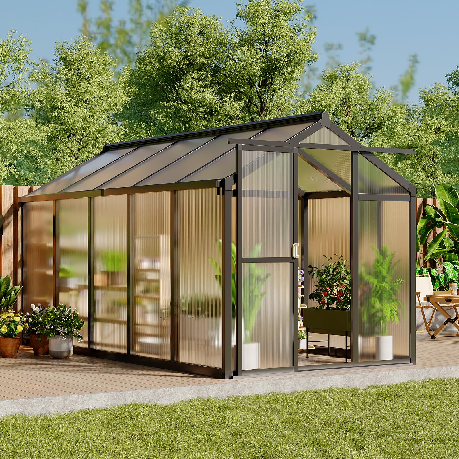 Greenhaus Gardening 6 × 10 ft Polycarbonate Walk-In Greenhouse