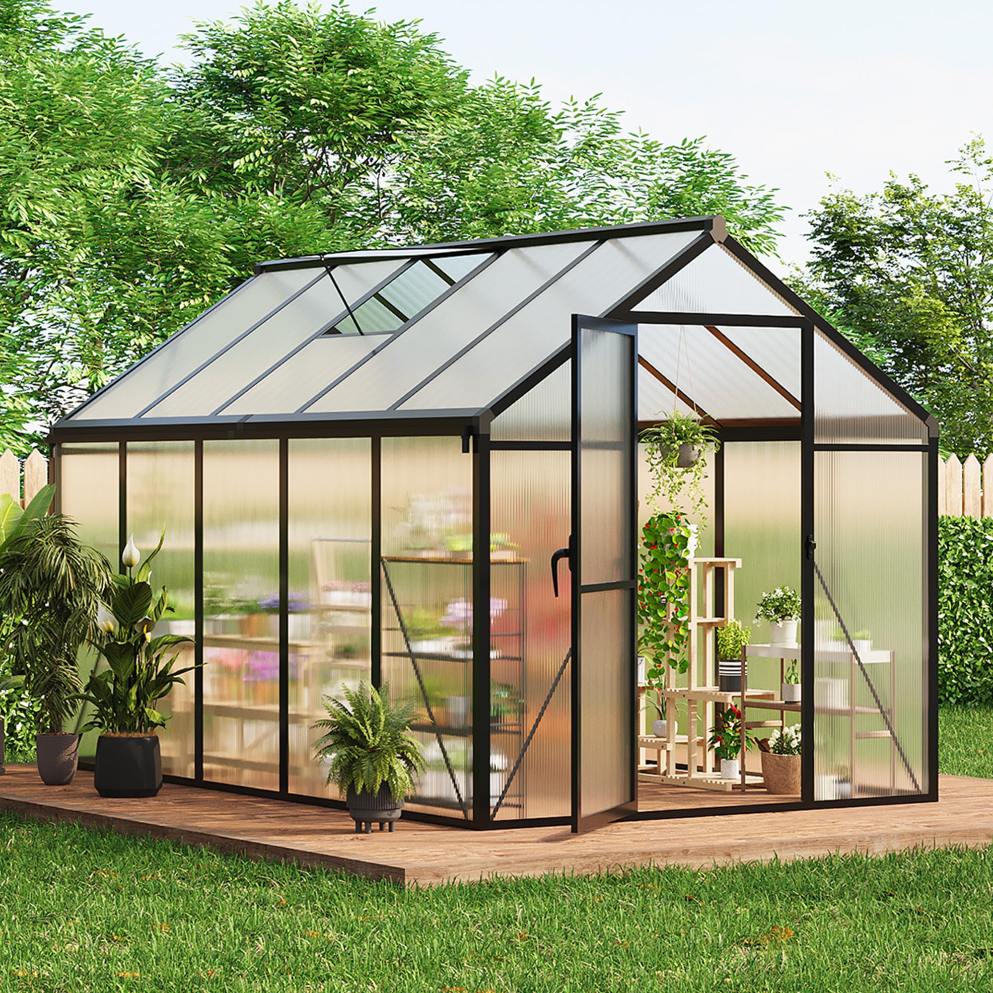 Greenhaus Gardening 6 × 10 ft Walk-In Polycarbonate Greenhouse
