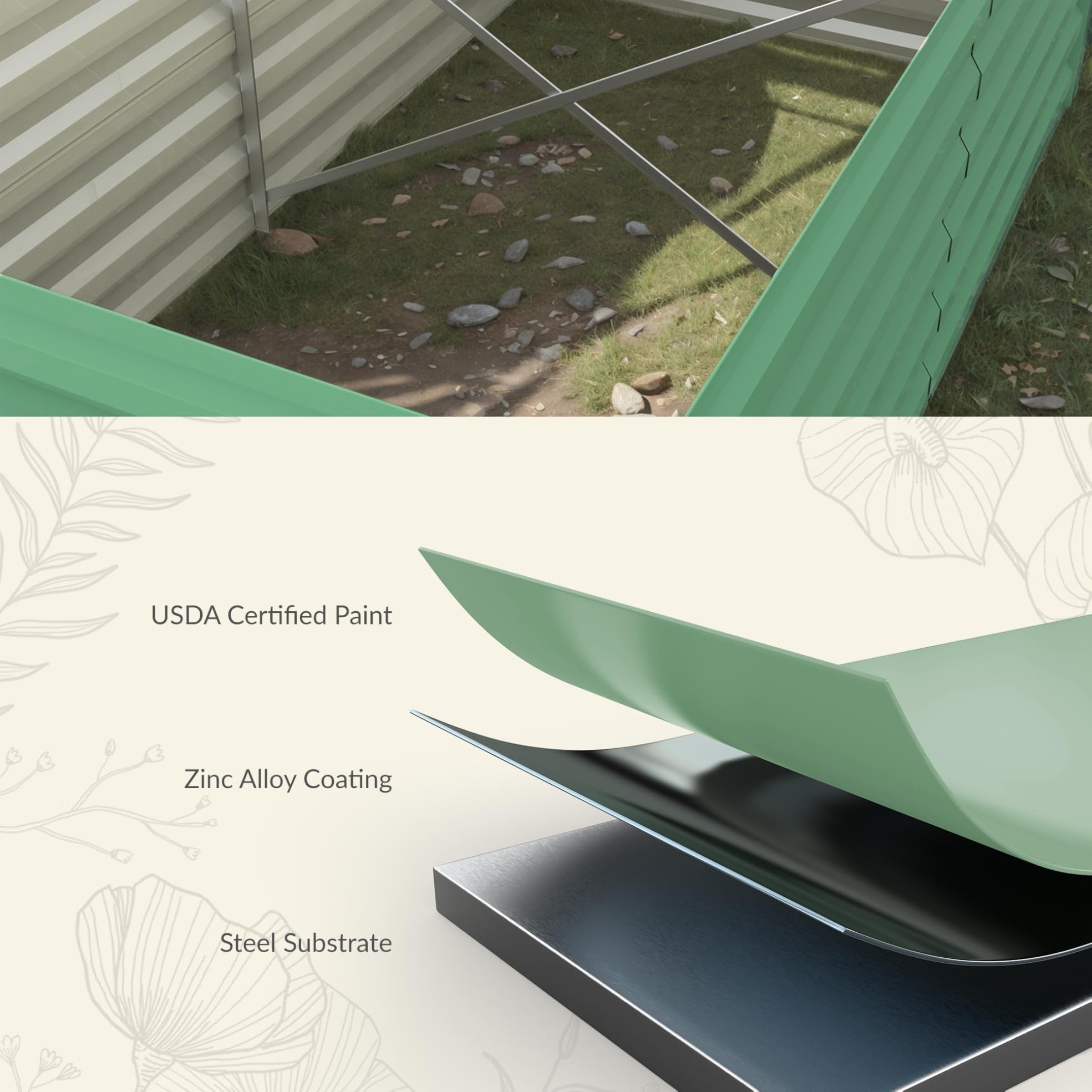 Greenhaus Gardening 8 × 4 × 2 ft Galvanized Raised Garden Bed with Open Bottom