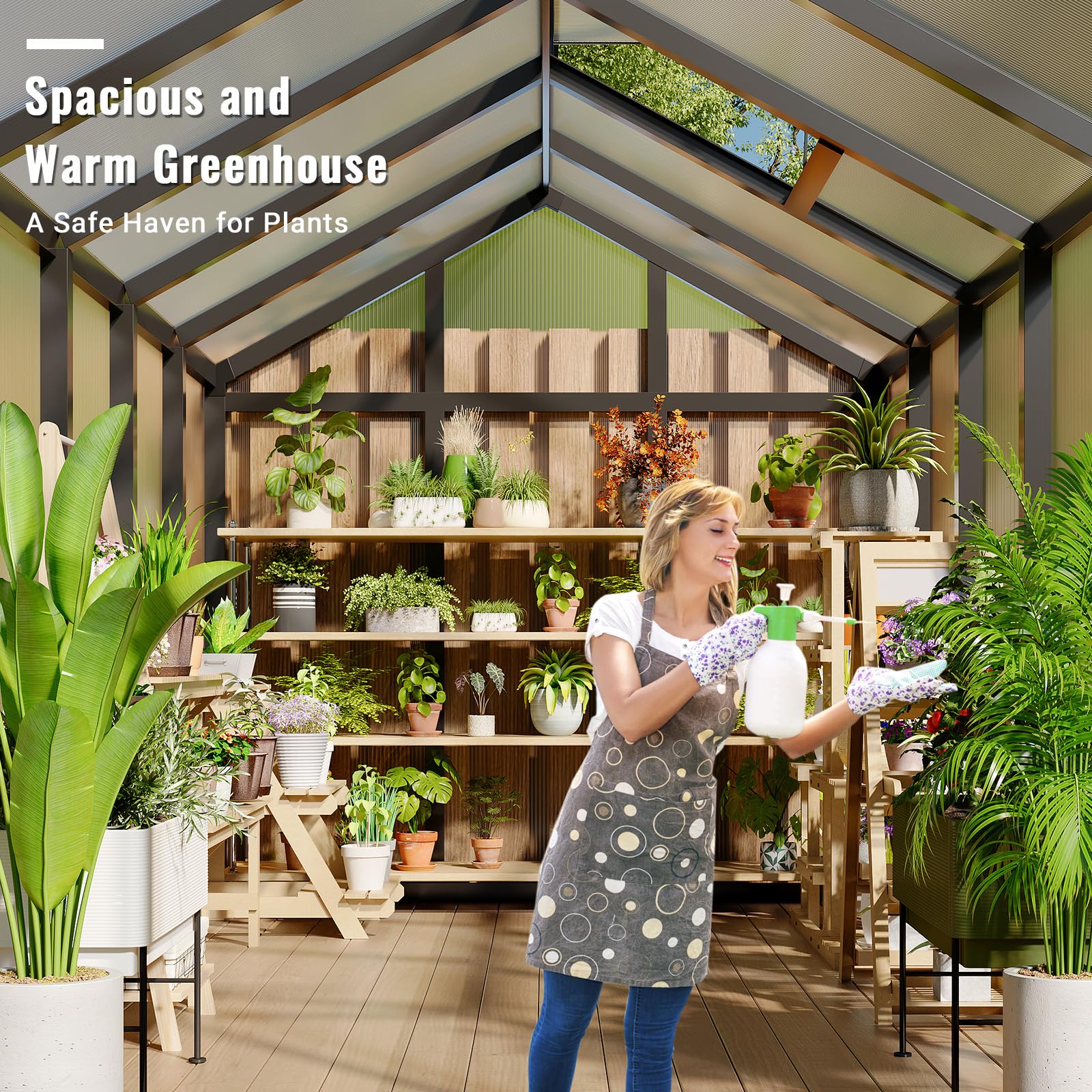 Greenhaus Gardening 6 × 10 ft Polycarbonate Walk-In Greenhouse