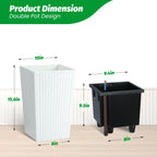 Greenhaus Gardening 16-Inch White Rattan Self-Watering Planters Set of 2