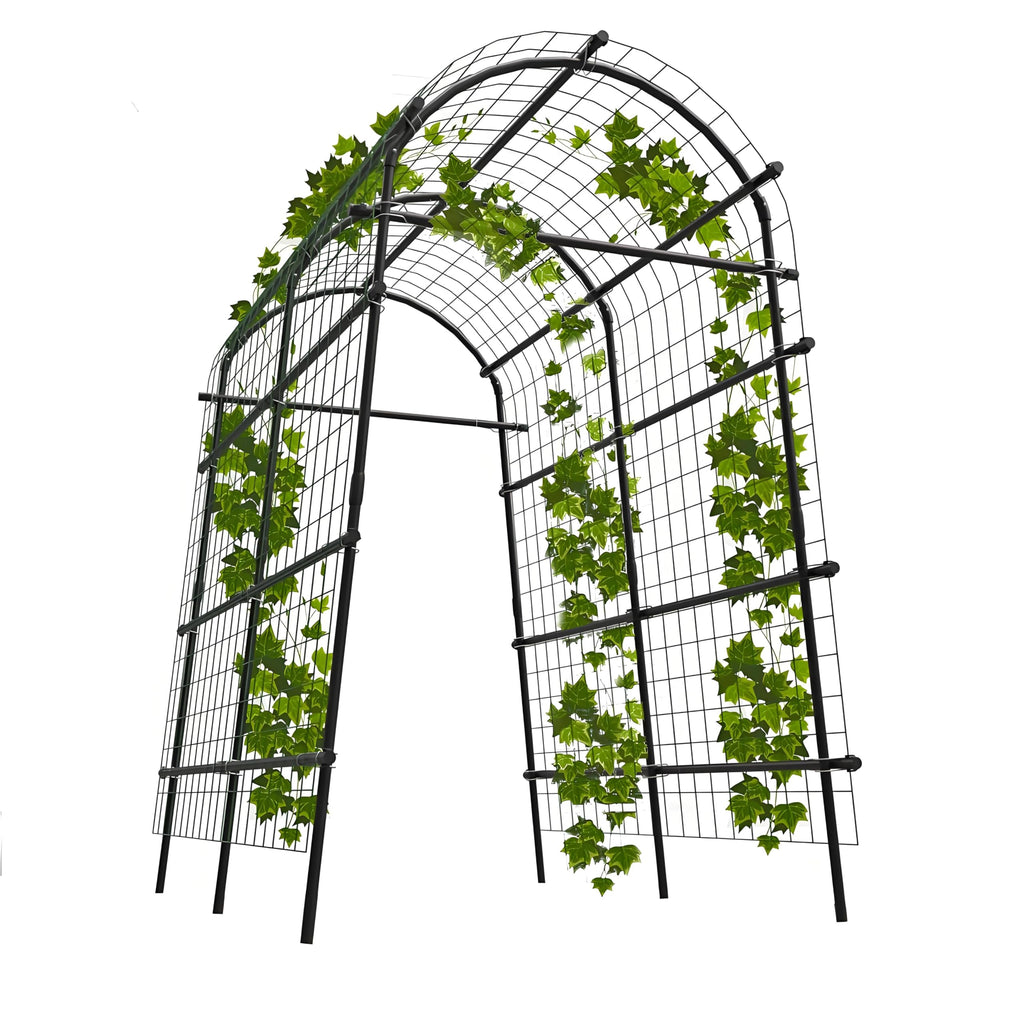 Greenhaus Gardening 7.5 FT Plant Climbing Arch Trellis with Ground Clips