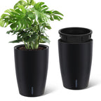 Greenhaus Gardening Tall Indoor Outdoor Self-Watering Planter Pots Set of 2