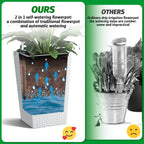 Greenhaus Gardening 16-Inch White Rattan Self-Watering Planters Set of 2