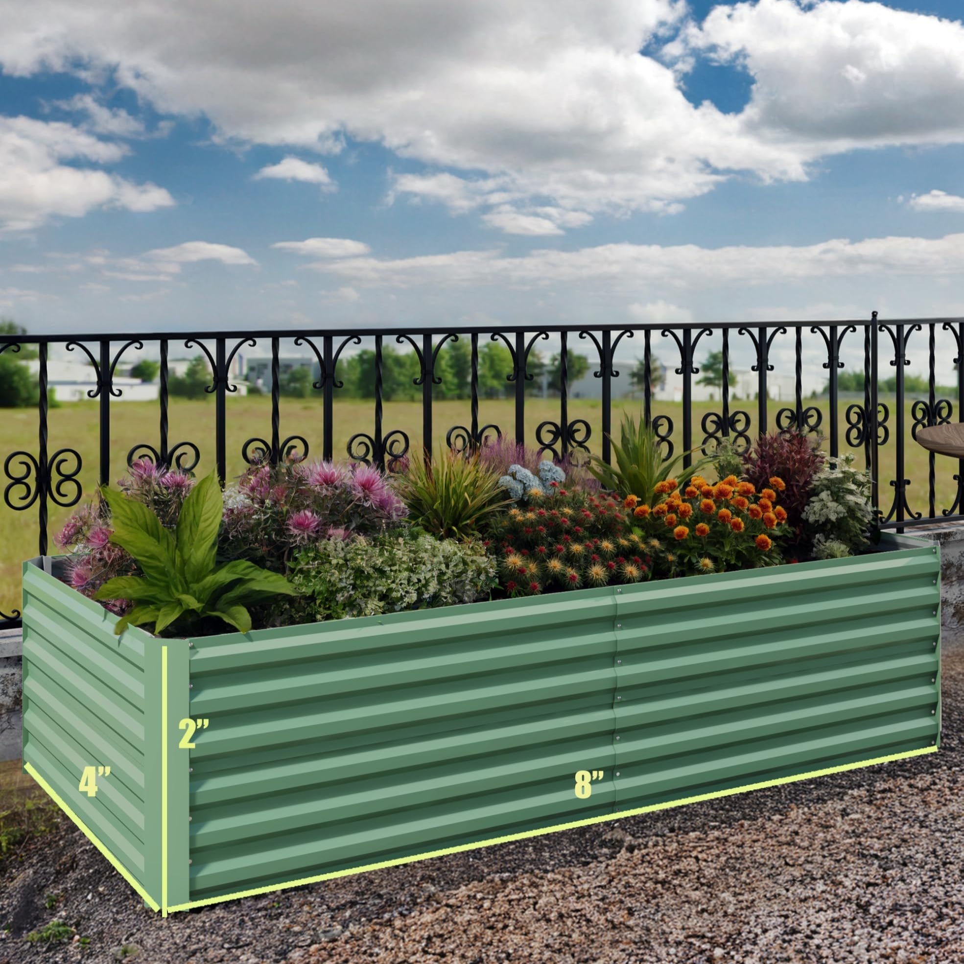 Greenhaus Gardening 8 × 4 × 2 ft Galvanized Raised Garden Bed with Open Bottom