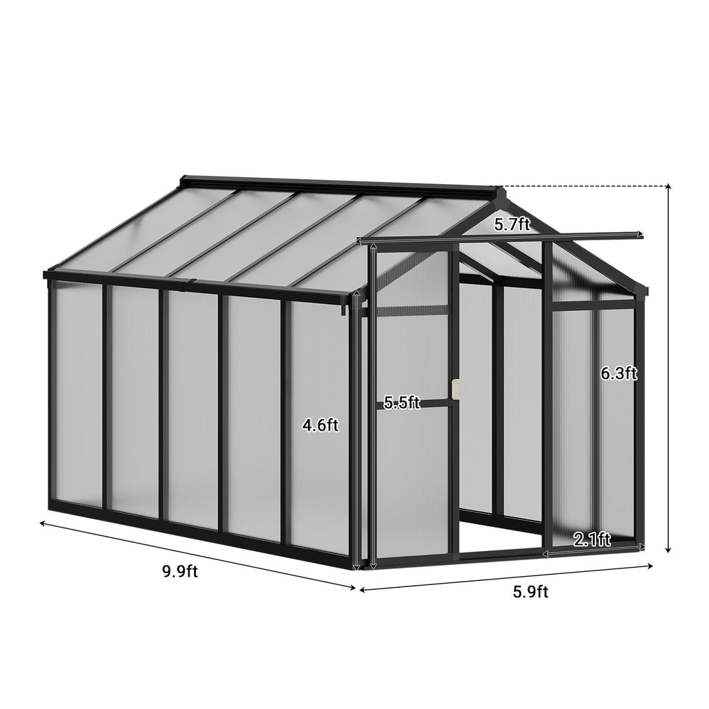 Greenhaus Gardening 6 × 10 ft Polycarbonate Walk-In Greenhouse