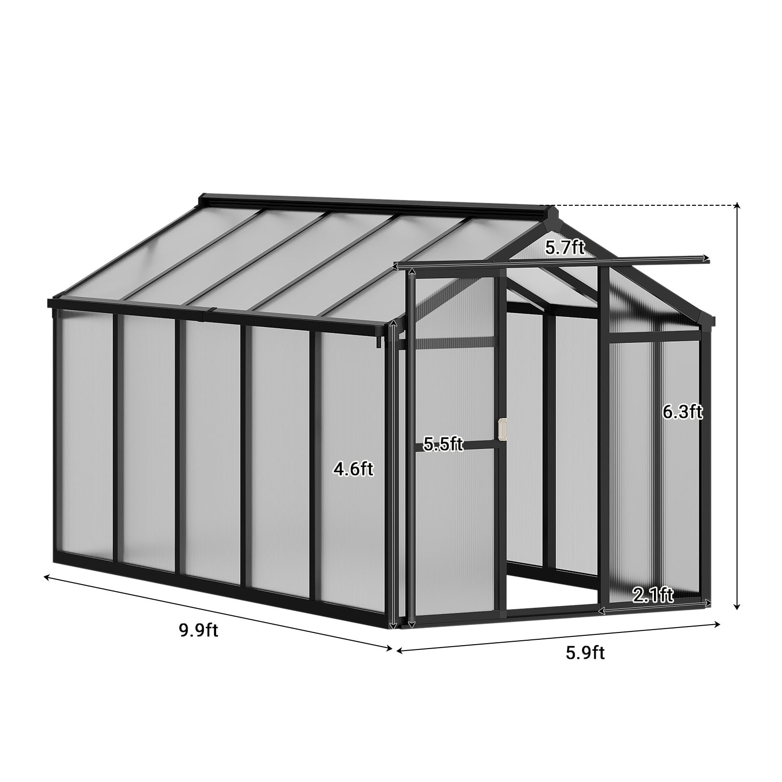 Greenhaus Gardening 6 × 10 ft Polycarbonate Walk-In Greenhouse