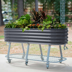 Greenhaus Gardening Self-Watering Elevated Garden Bed with Wheels & Storage Shelf Planter