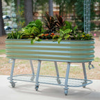 Greenhaus Gardening Self-Watering Elevated Garden Bed with Wheels & Storage Shelf Planter