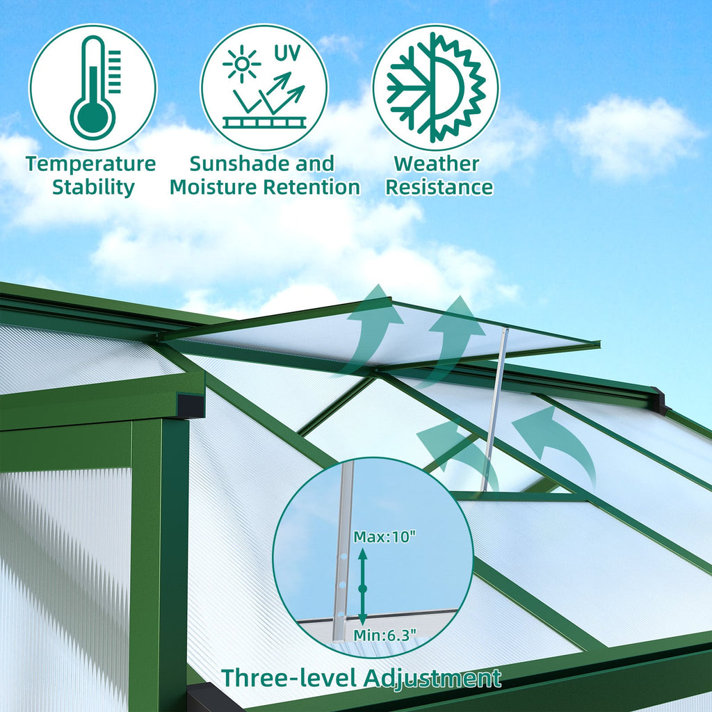 Greenhaus Gardening 6' × 10' Walk-In Greenhouse with Roof Vent