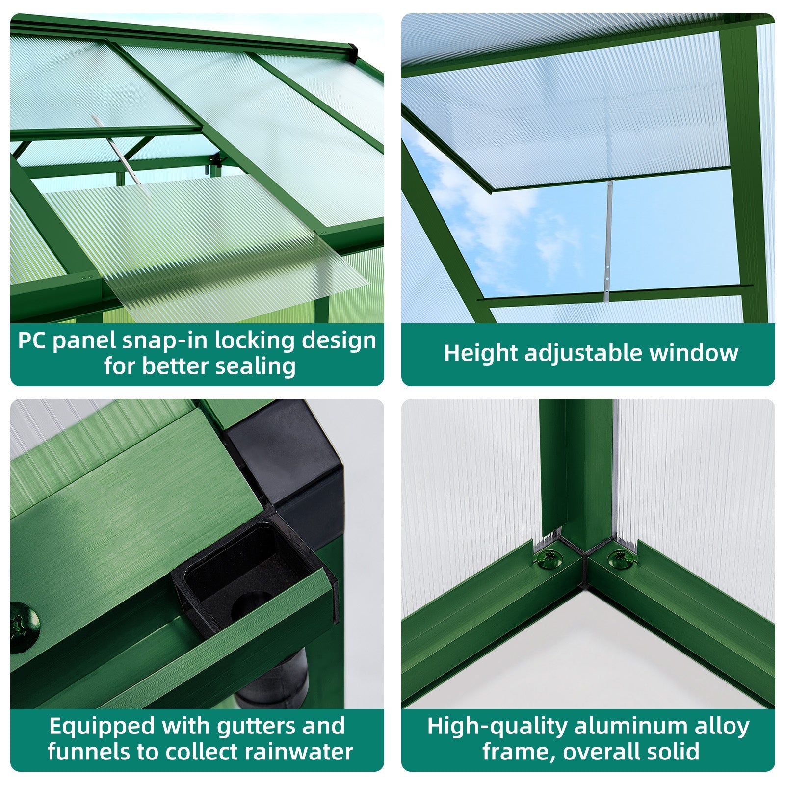 Greenhaus Gardening 6' × 10' Walk-In Greenhouse with Roof Vent