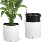 Greenhaus Gardening 20-Inch White Self-Watering Round Planters Set of 2