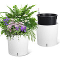 Greenhaus Gardening 20-Inch White Self-Watering Round Planters Set of 2