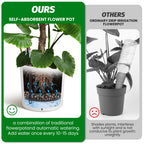 Greenhaus Gardening 20-Inch White Self-Watering Round Planters Set of 2