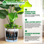 Greenhaus Gardening 20-Inch White Self-Watering Round Planters Set of 2