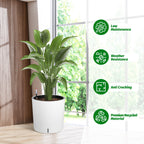 Greenhaus Gardening 20-Inch White Self-Watering Round Planters Set of 2