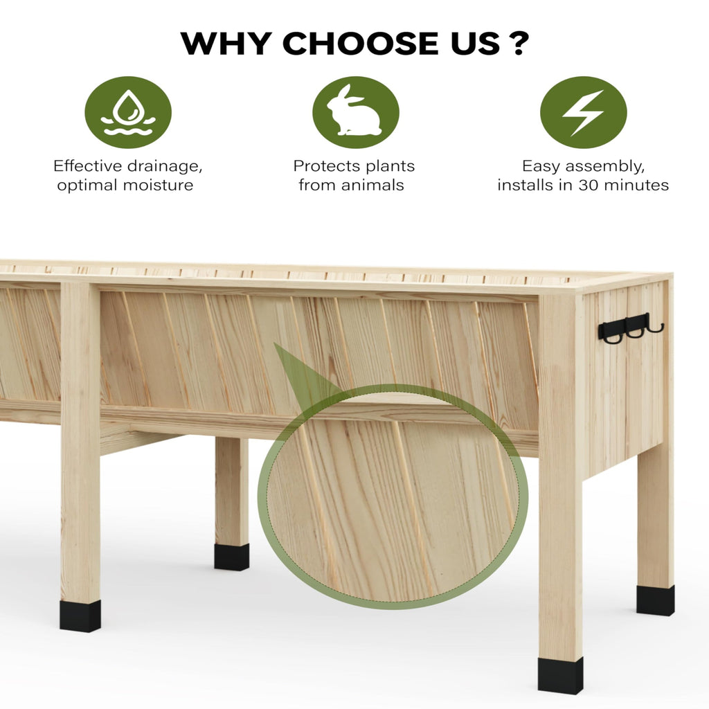 Greenhaus Gardening 72 × 26 × 31 in Wooden Raised Garden Bed